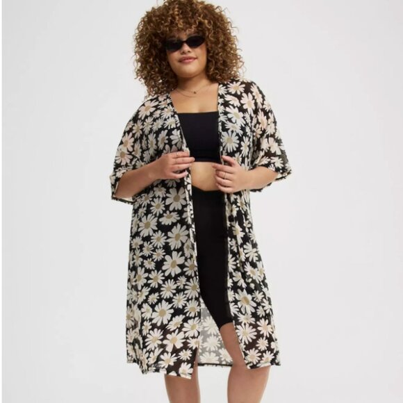 Torrid Mesh Ruffle Sleeve Kimono NWT - Picture 1 of 7